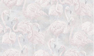 Обои белые с изображением фламинго SIRPI винил Фламинго арт. 10364-01 Обои белые винило