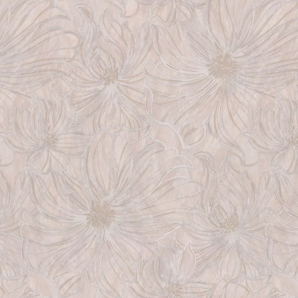 Обои большие цветы на бежевом фоне Euro Decor виниловые Шармэль арт. 9101-17