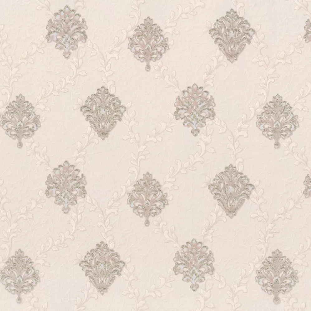 Обои мелкий Дамаск бежевый Euro Decor виниловые Romanov арт.7138-01